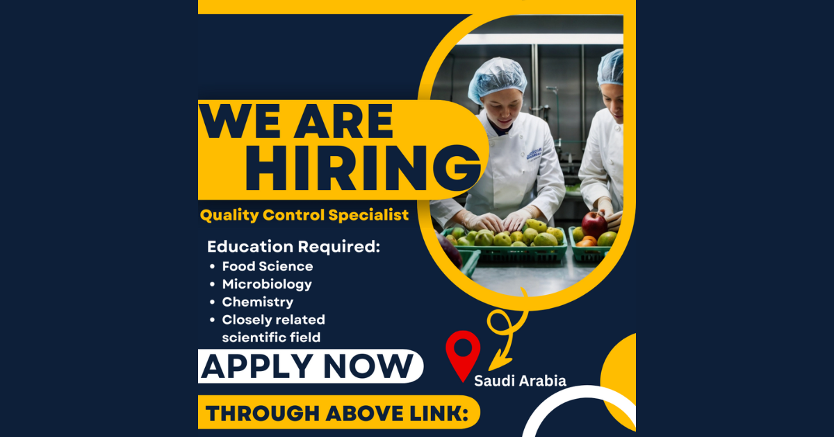 Quality Control Specialist Job Opening in Saudi Arabia