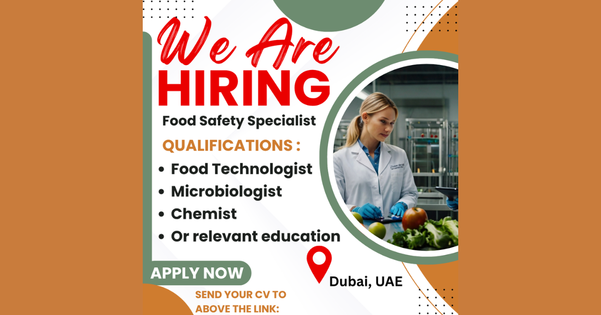 Food Safety Specialist Position in Dubai
