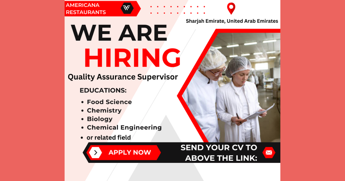 Quality Assurance Supervisor in Sharjah, UAE