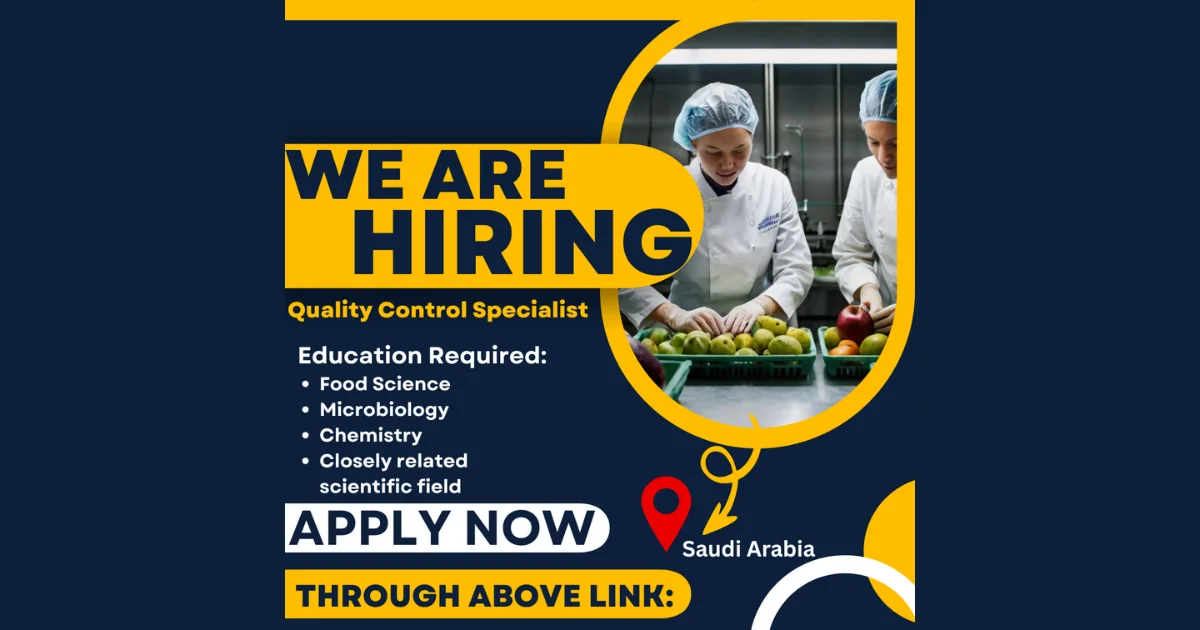 Quality Control Specialist Job Opening in Saudi Arabia