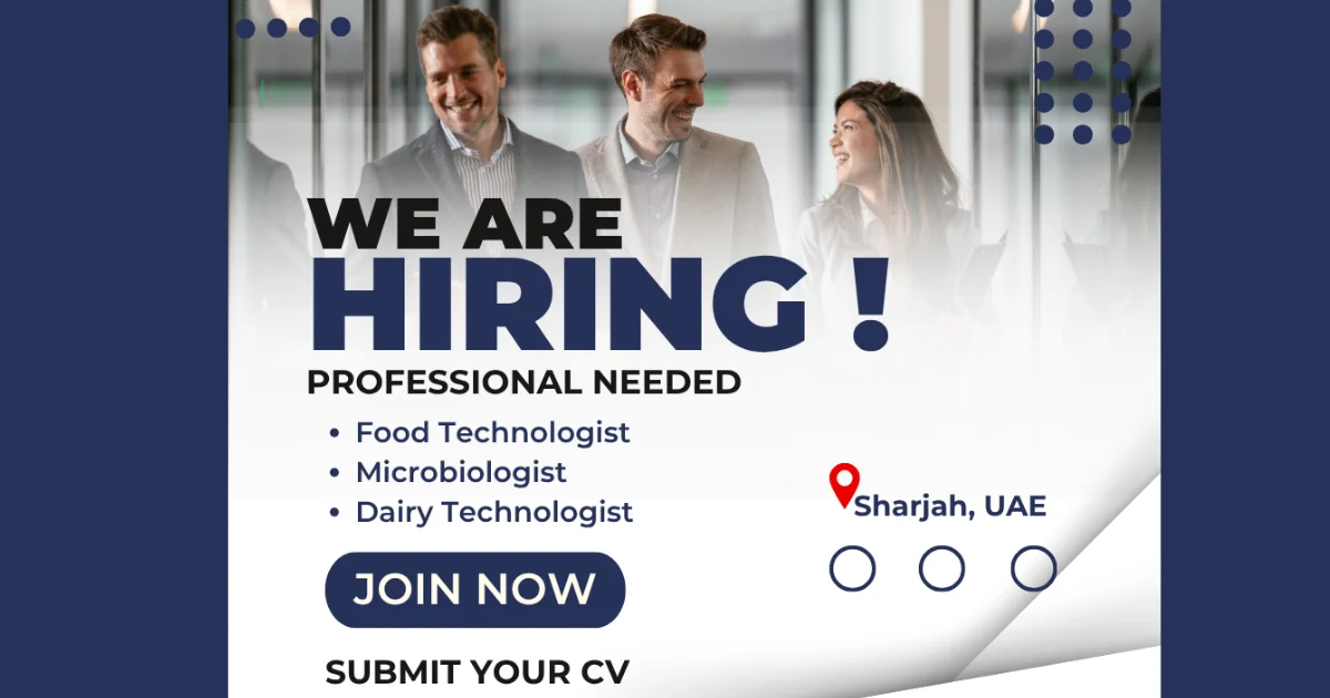 Job Opportunity Dairy Products | Sharjah, UAE