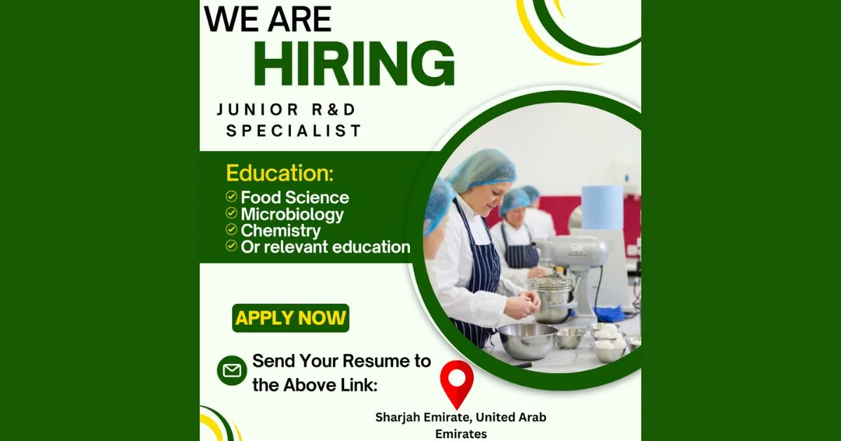Junior R&D Specialist in Sharjah, UAE